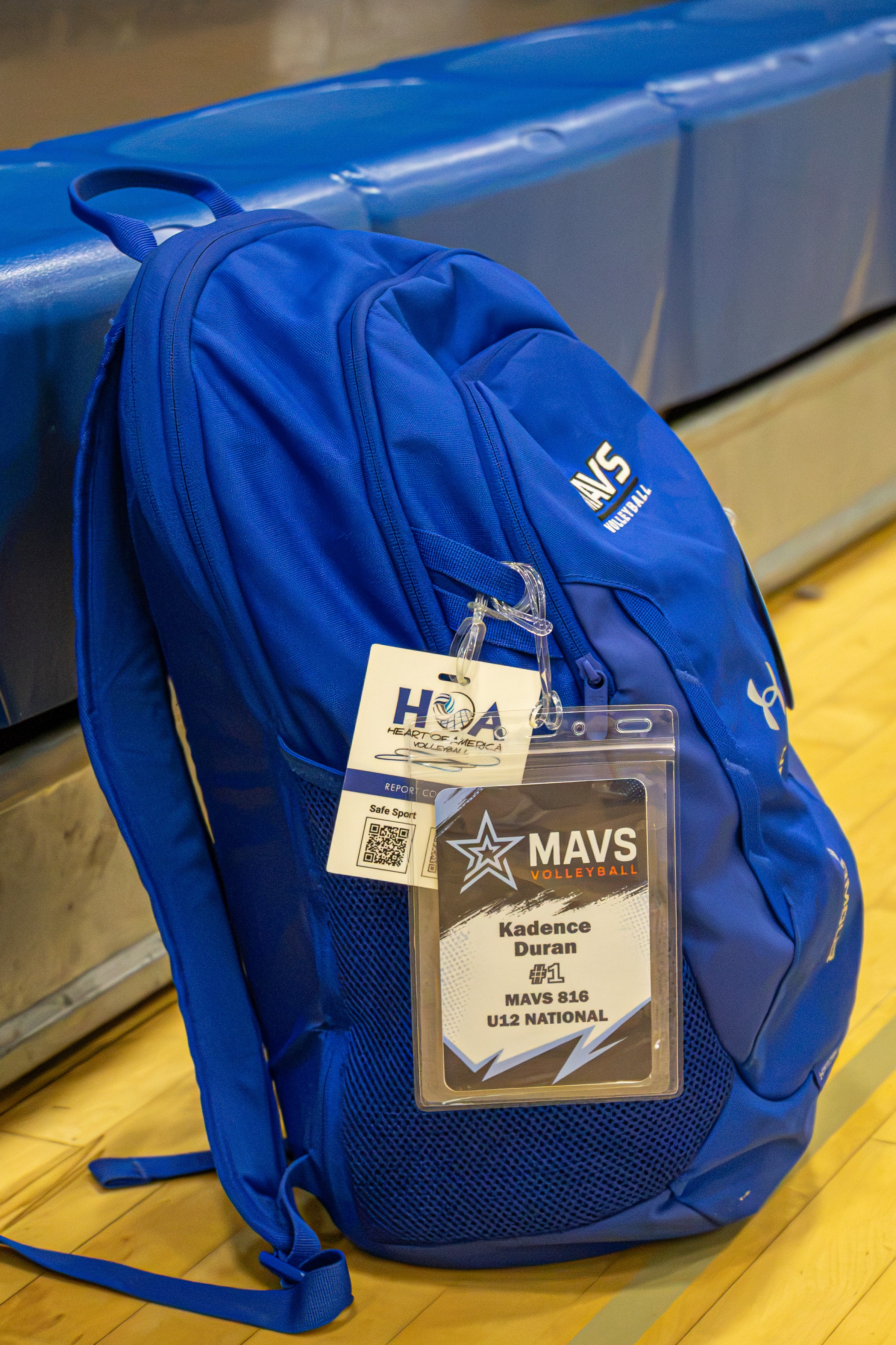 Mavericks Strike volleyball bag tag design